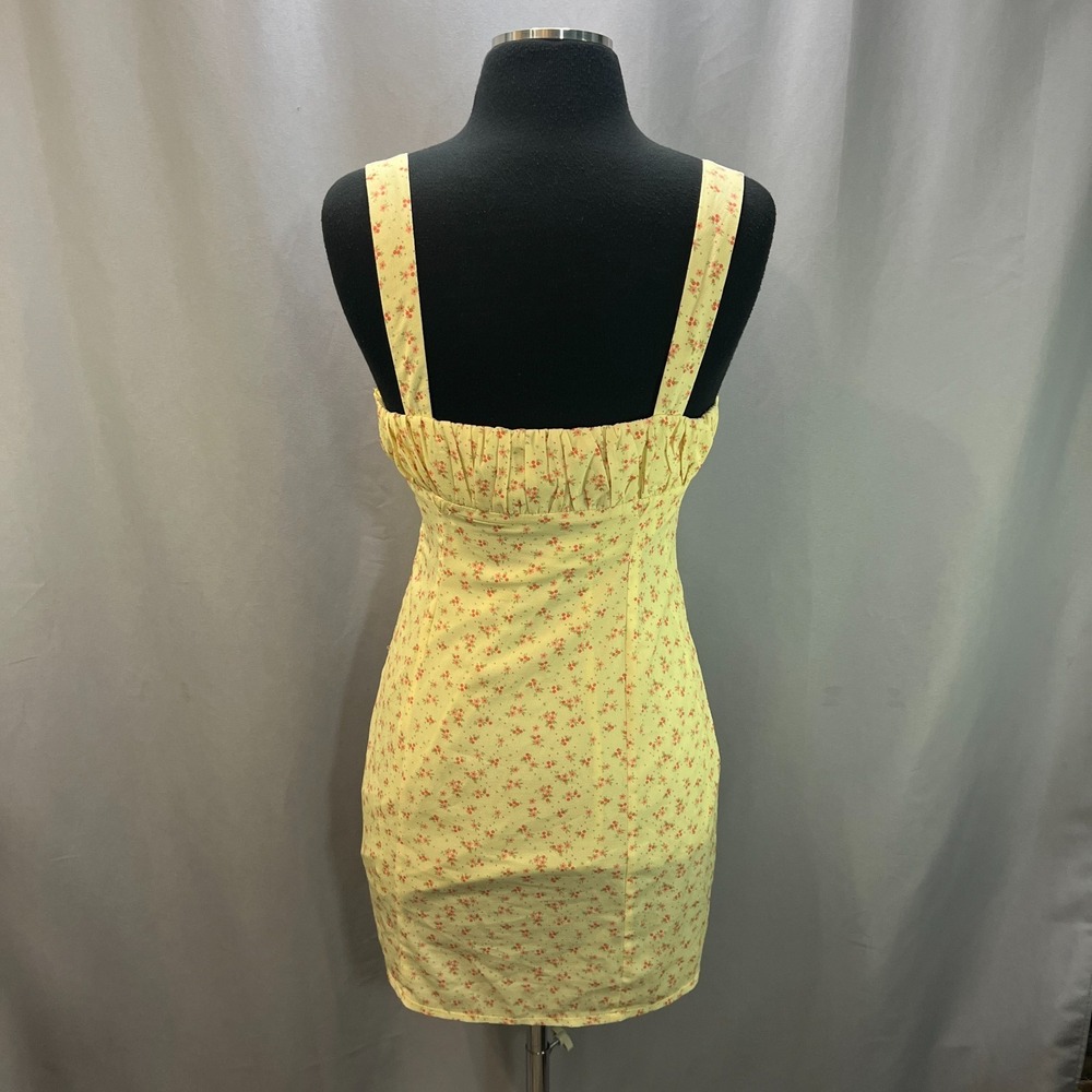 Princess Polly Freya Mini Dress Womens Beige 4 Floral Print Side Slit Sleeveless - Picture 3 of 10